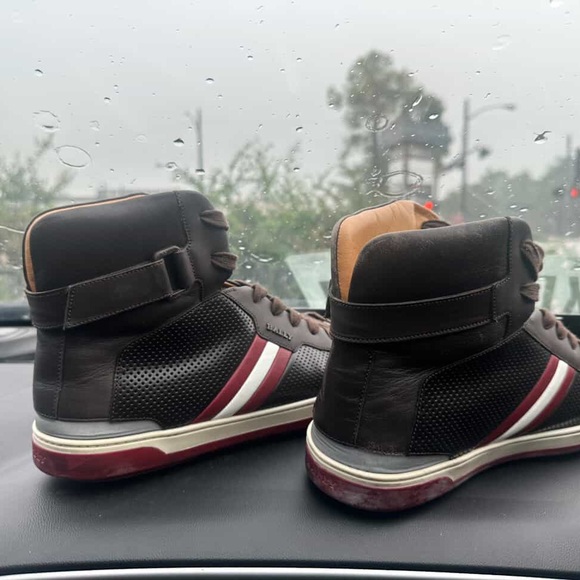 Bally Black and Burgundy High-Top Sneakers - Picture 1 of 2